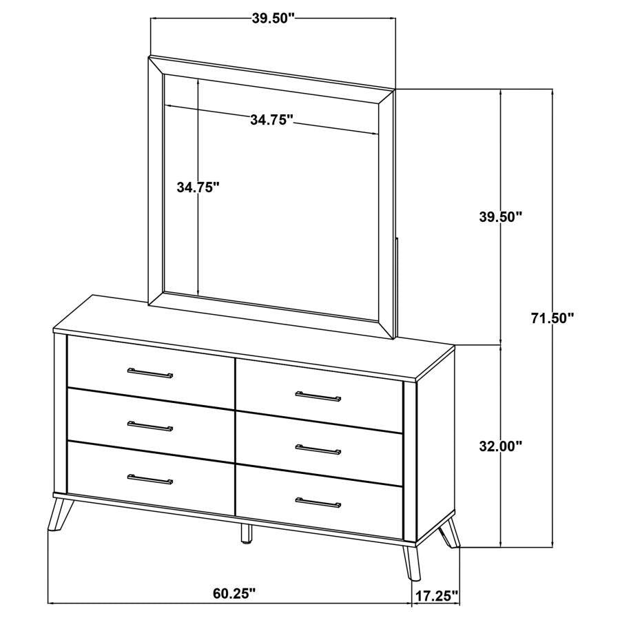 Kaywood 6-drawer Dresser and Mirror Natural Pine-zoom-15