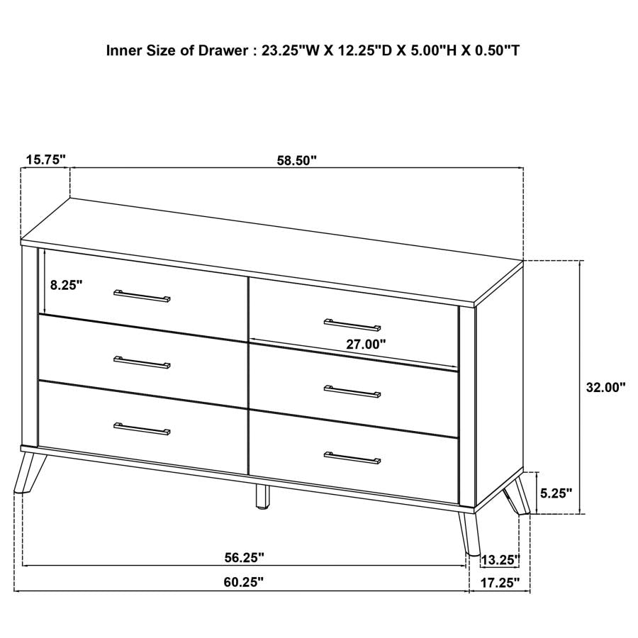 Kaywood 6-drawer Dresser Cabinet Natural Pine-zoom-15