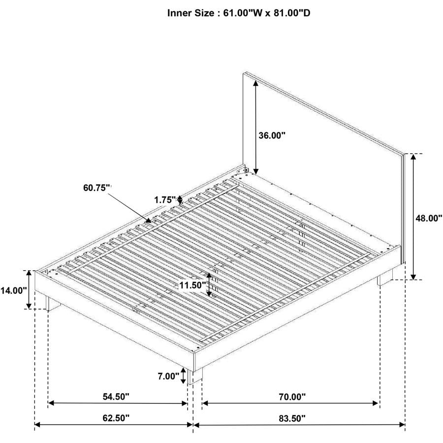 Glenwood 48-inch Queen Platform Panel Bed Warm Brown-10