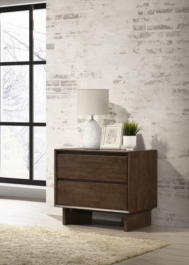 Glenwood 2-drawer Nightstand Bedside Table Warm Brown-2