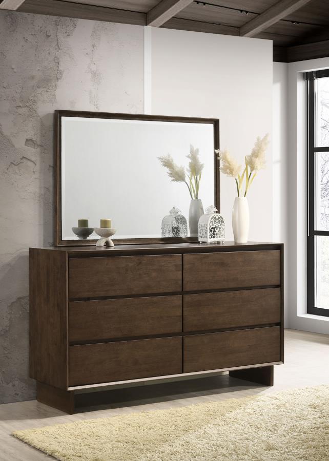 Glenwood 6-drawer Dresser and Mirror Warm Brown-2