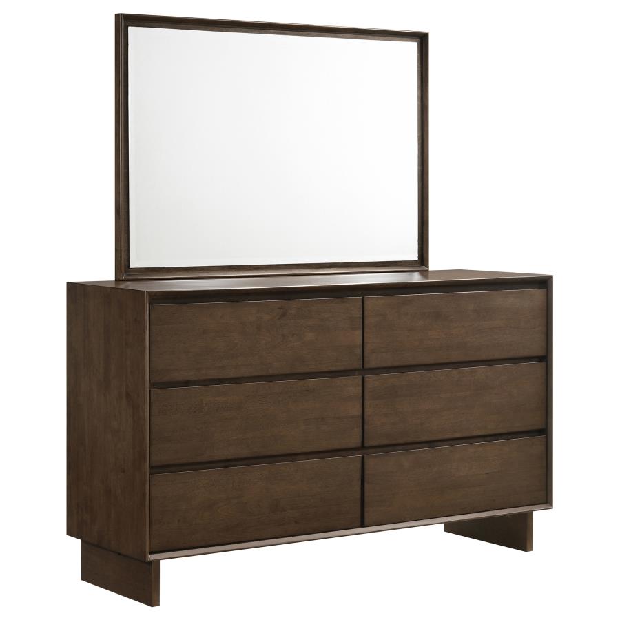 Glenwood 6-drawer Dresser and Mirror Warm Brown-1