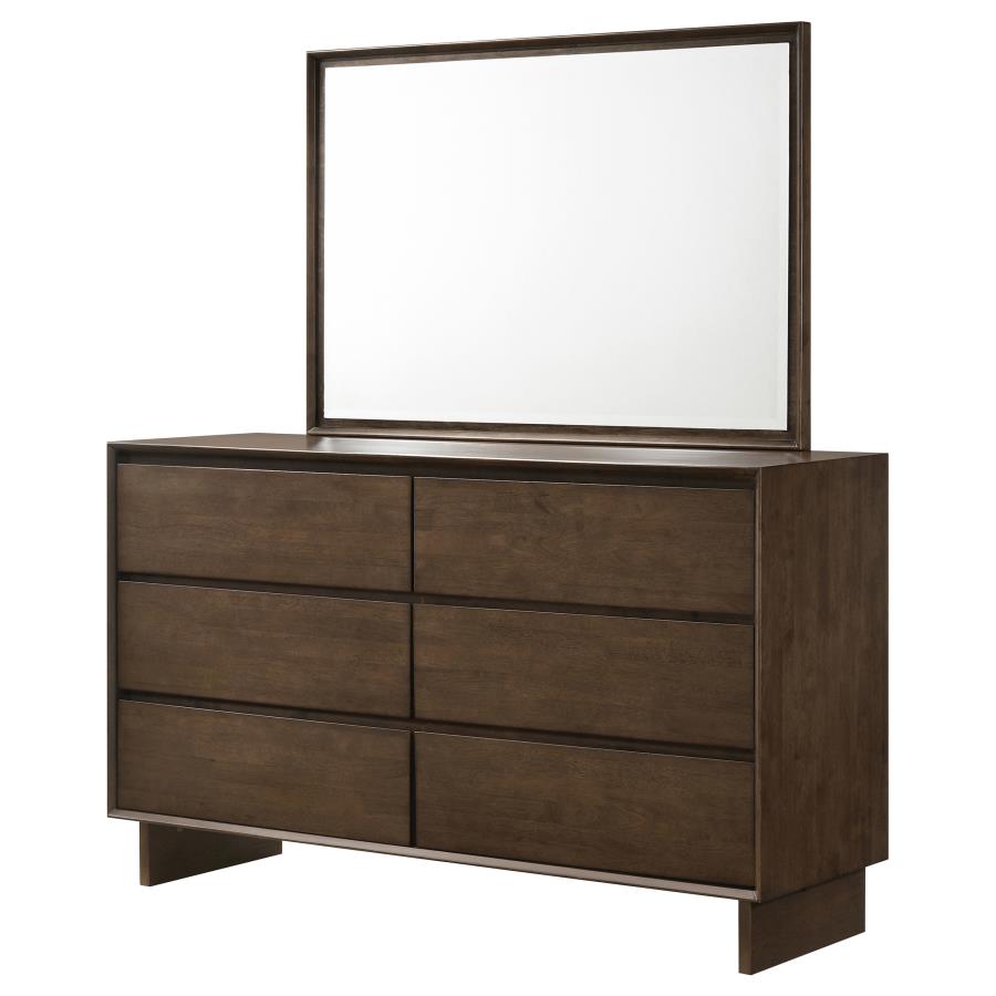 Glenwood 6-drawer Dresser and Mirror Warm Brown-4