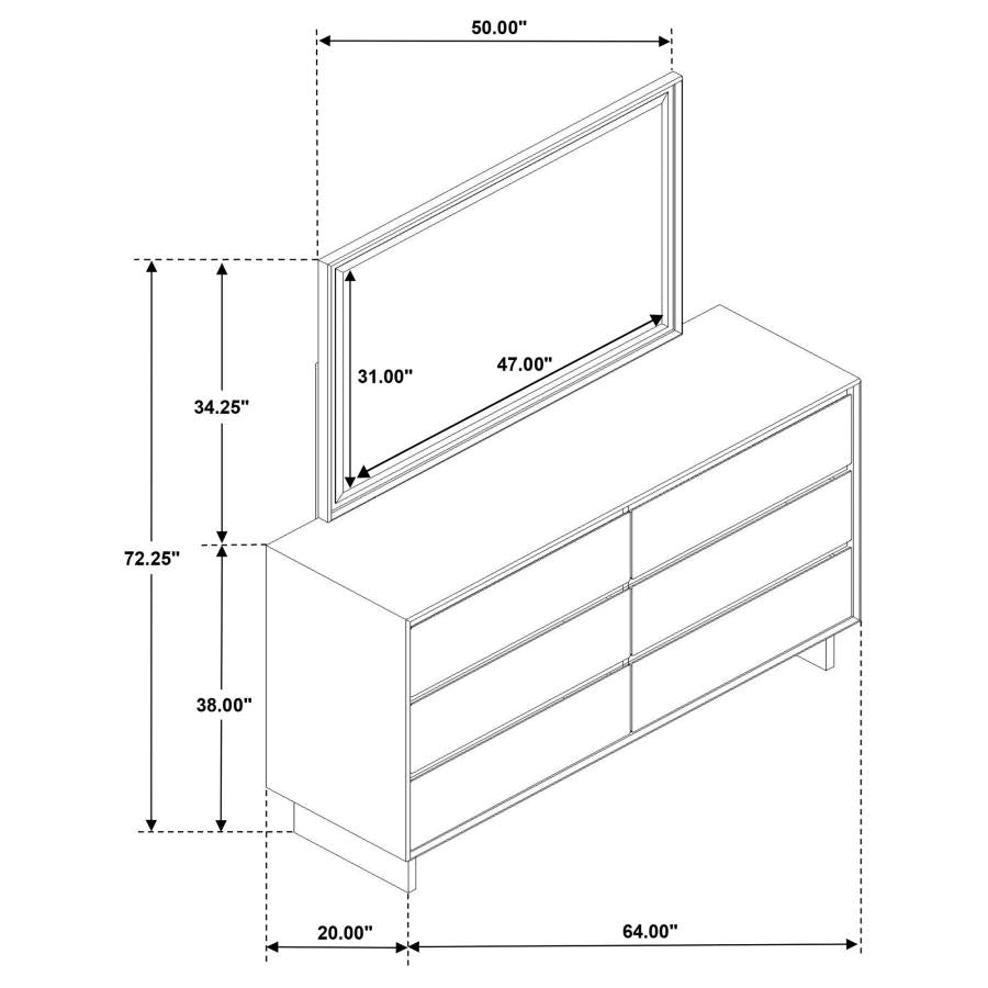Glenwood 6-drawer Dresser and Mirror Warm Brown-zoom-12