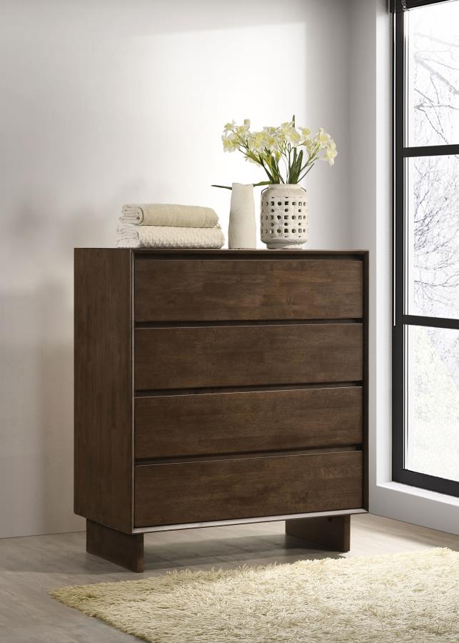 Glenwood 4-drawer Chest of Drawers Warm Brown-2
