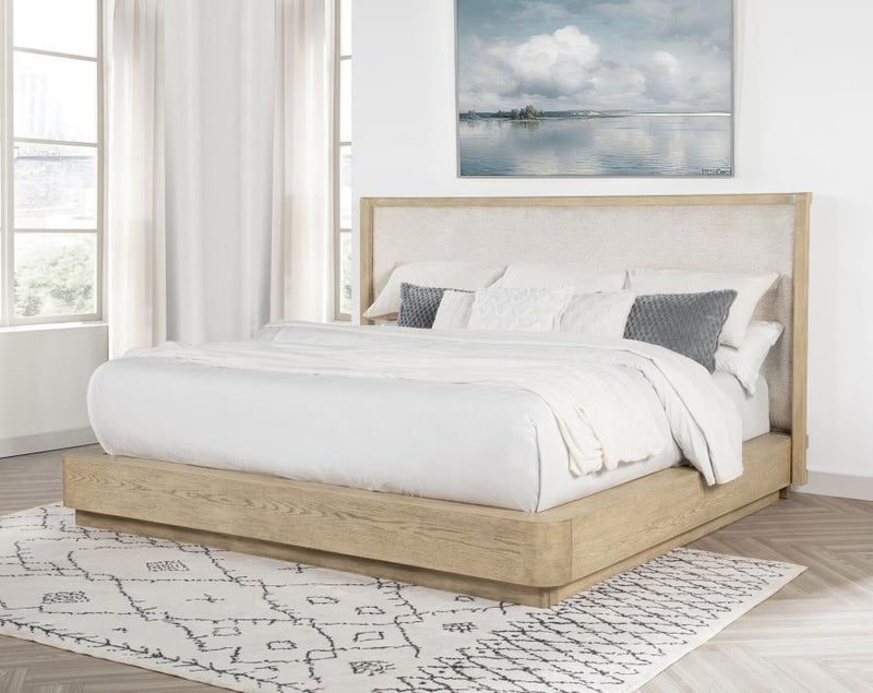 Kailani 52-inch Queen Wingback Bed Beige Oak-zoom-