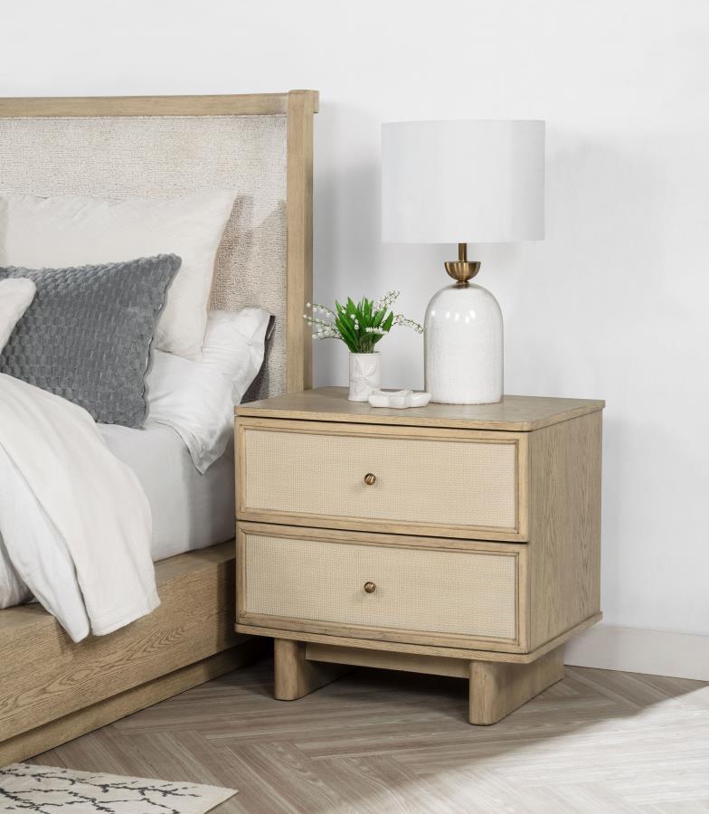 Kailani 2-drawer Nightstand Bedside Table Beige Oak-2