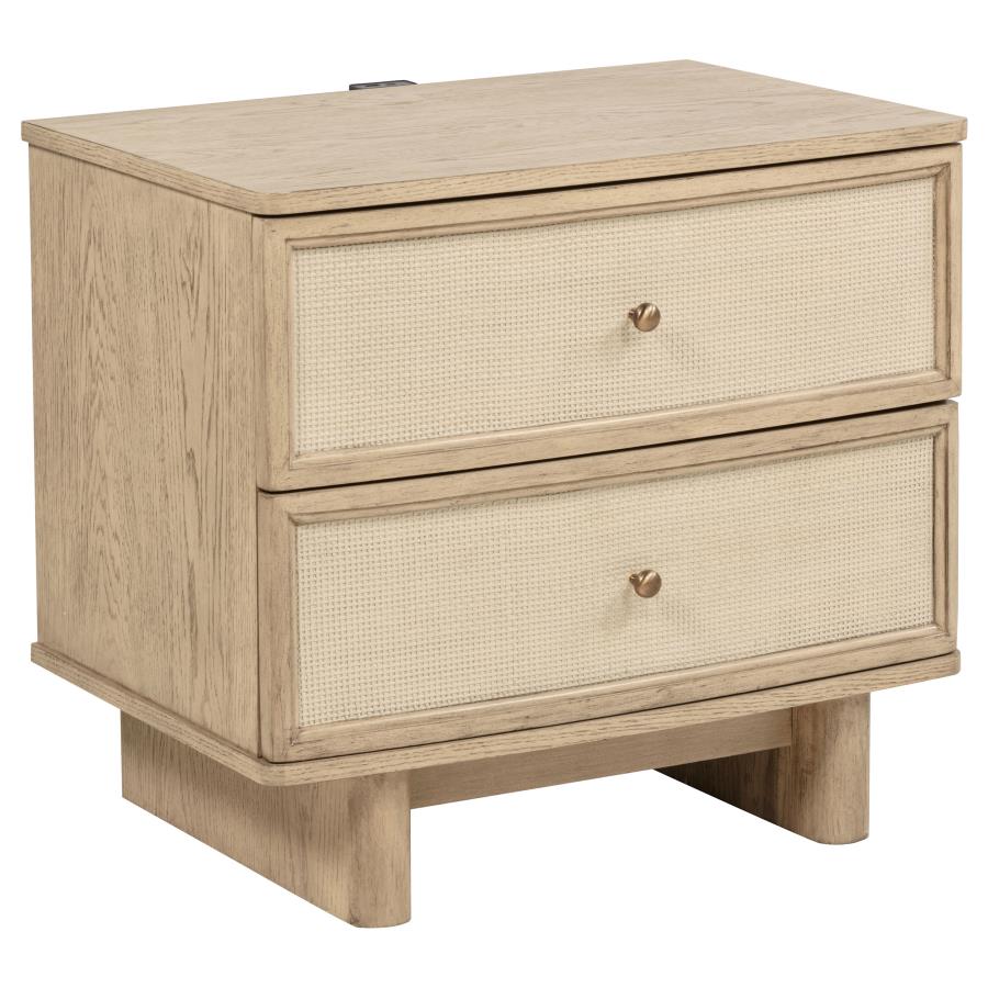 Kailani 2-drawer Nightstand Bedside Table Beige Oak-zoom-1