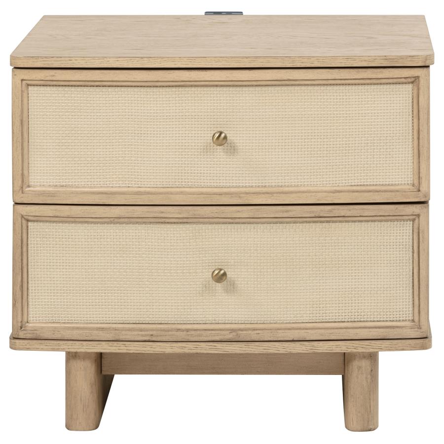 Kailani 2-drawer Nightstand Bedside Table Beige Oak-zoom-3