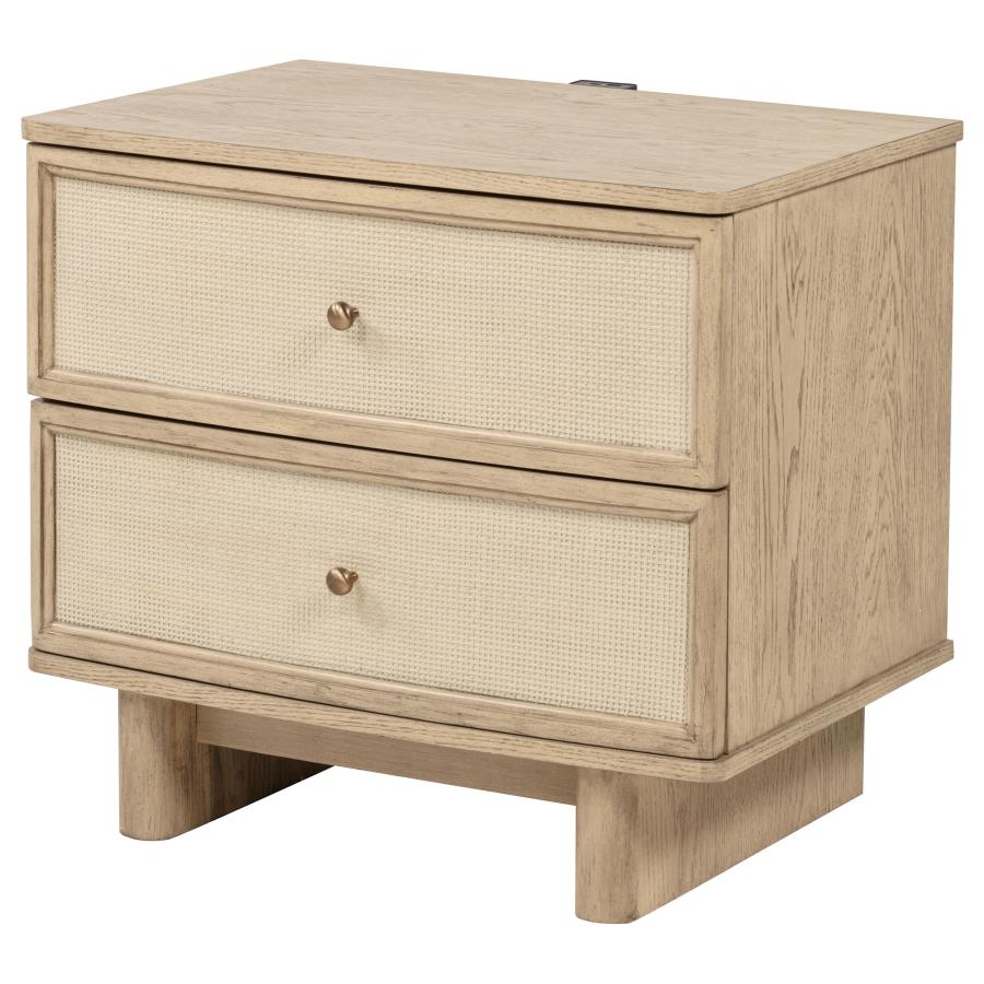 Kailani 2-drawer Nightstand Bedside Table Beige Oak-4