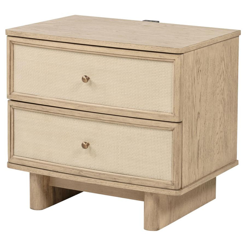 Kailani 2-drawer Nightstand Bedside Table Beige Oak-zoom-
