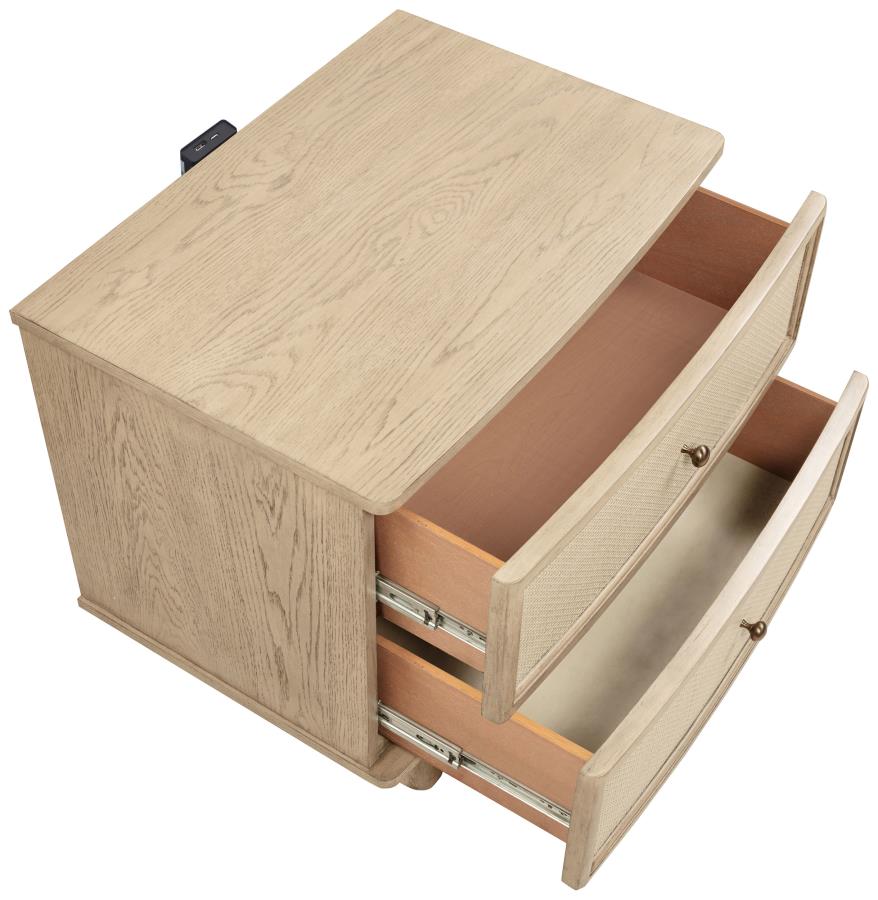 Kailani 2-drawer Nightstand Bedside Table Beige Oak-10