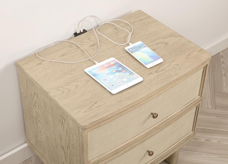 Kailani 2-drawer Nightstand Bedside Table Beige Oak-zoom-11