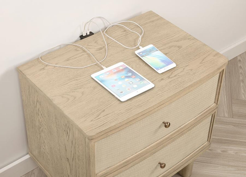 Kailani 2-drawer Nightstand Bedside Table Beige Oak-zoom-
