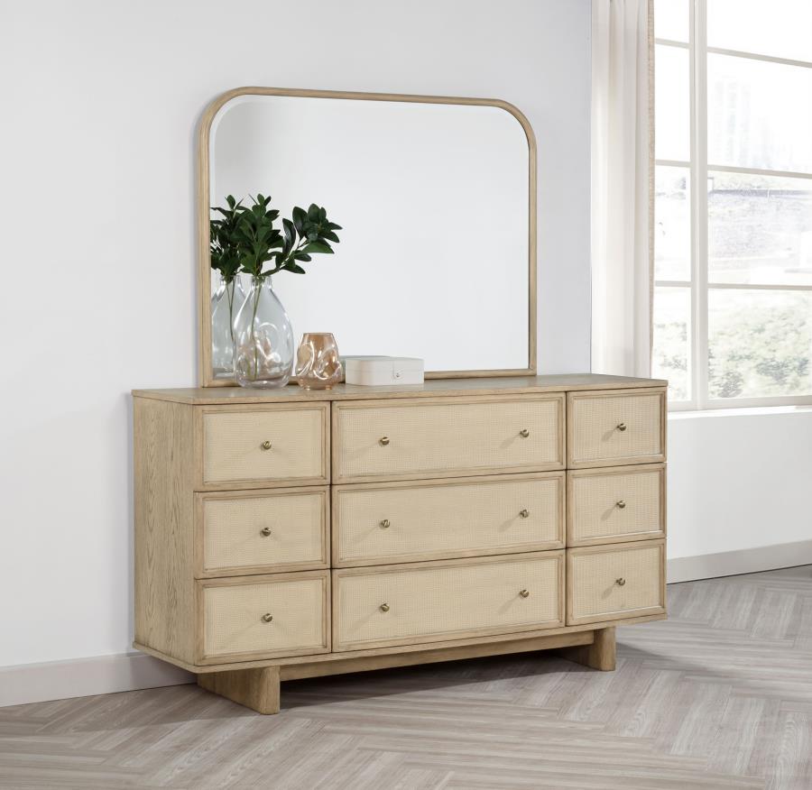 Kailani 9-drawer Dresser and Mirror Beige Oak-2