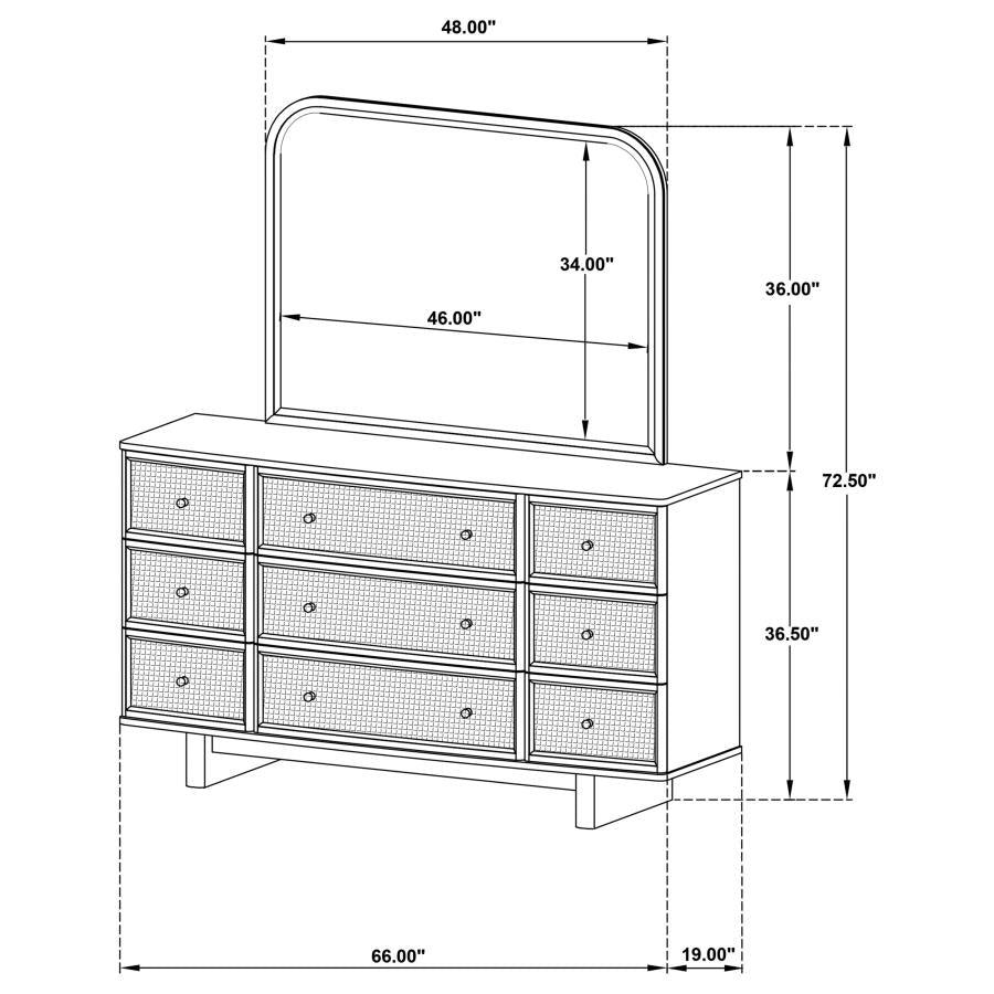Kailani 9-drawer Dresser and Mirror Beige Oak-zoom-14