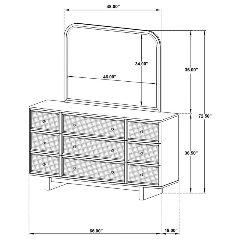 Kailani 9-drawer Dresser and Mirror Beige Oak-zoom-