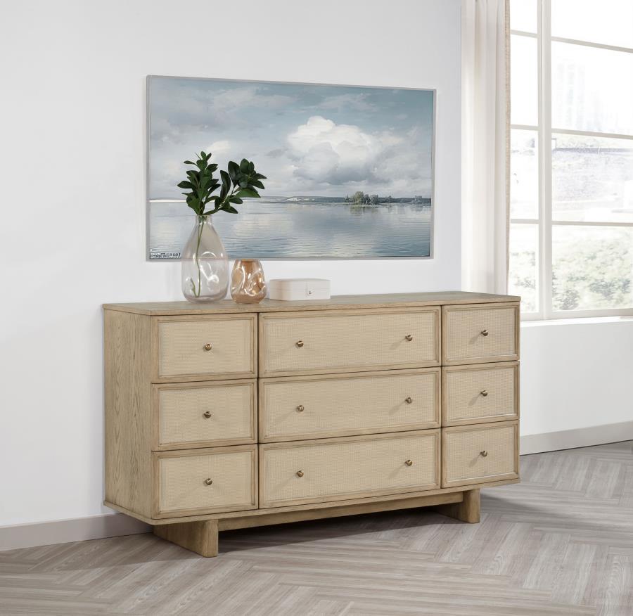 Kailani 9-drawer Dresser Cabinet Beige Oak-zoom-2