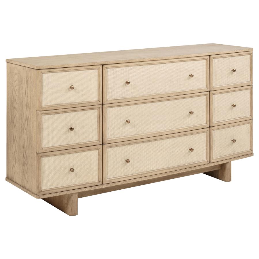 Kailani 9-drawer Dresser Cabinet Beige Oak-zoom-1
