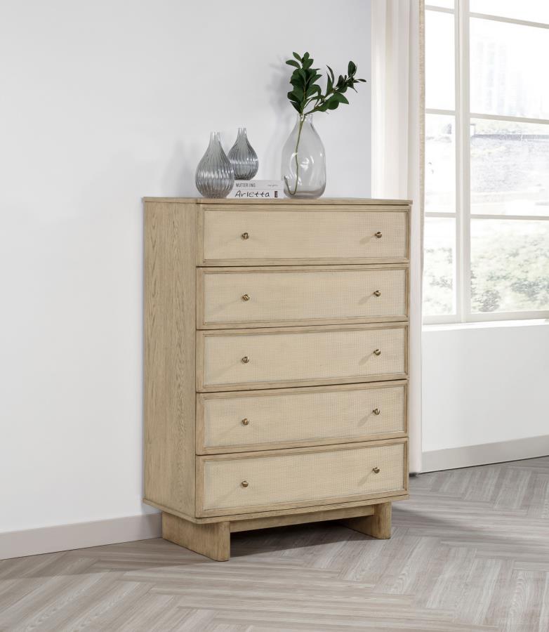 Kailani 5-drawer Bedroom Chest of Drawers Beige Oak-zoom-