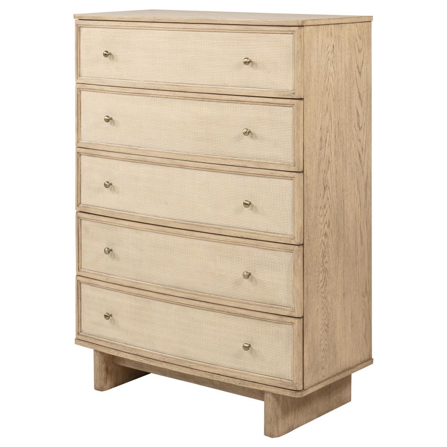 Kailani 5-drawer Bedroom Chest of Drawers Beige Oak-4