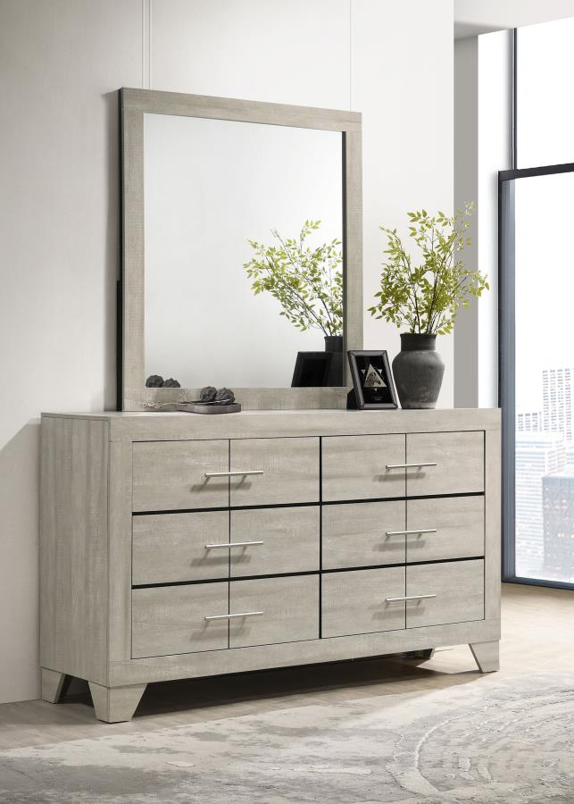 Trenton 6-drawer Bedroom Dresser With Mirror Rustic Cream-2