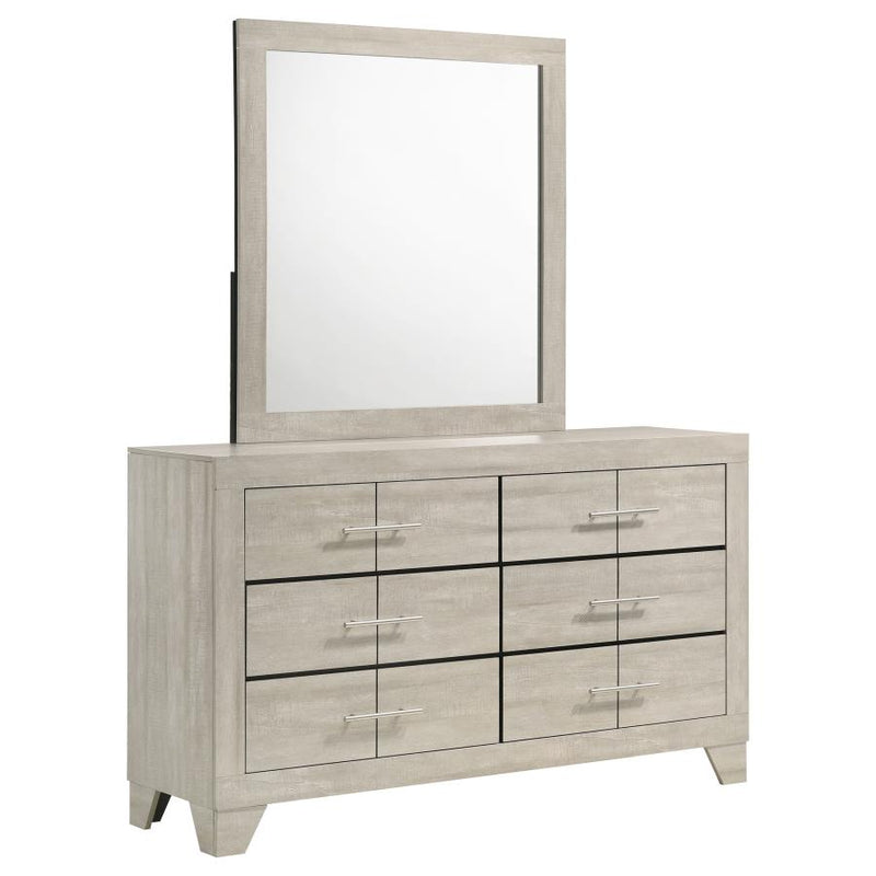 Trenton 6-drawer Bedroom Dresser With Mirror Rustic Cream-zoom-
