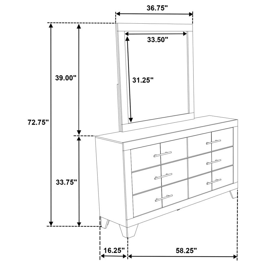 Trenton 6-drawer Bedroom Dresser With Mirror Rustic Cream-13