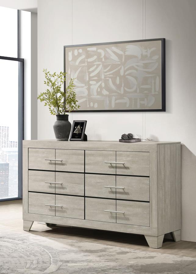 Trenton 6-drawer Bedroom Dresser Rustic Cream-zoom-2