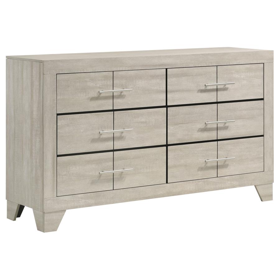 Trenton 6-drawer Bedroom Dresser Rustic Cream-zoom-1