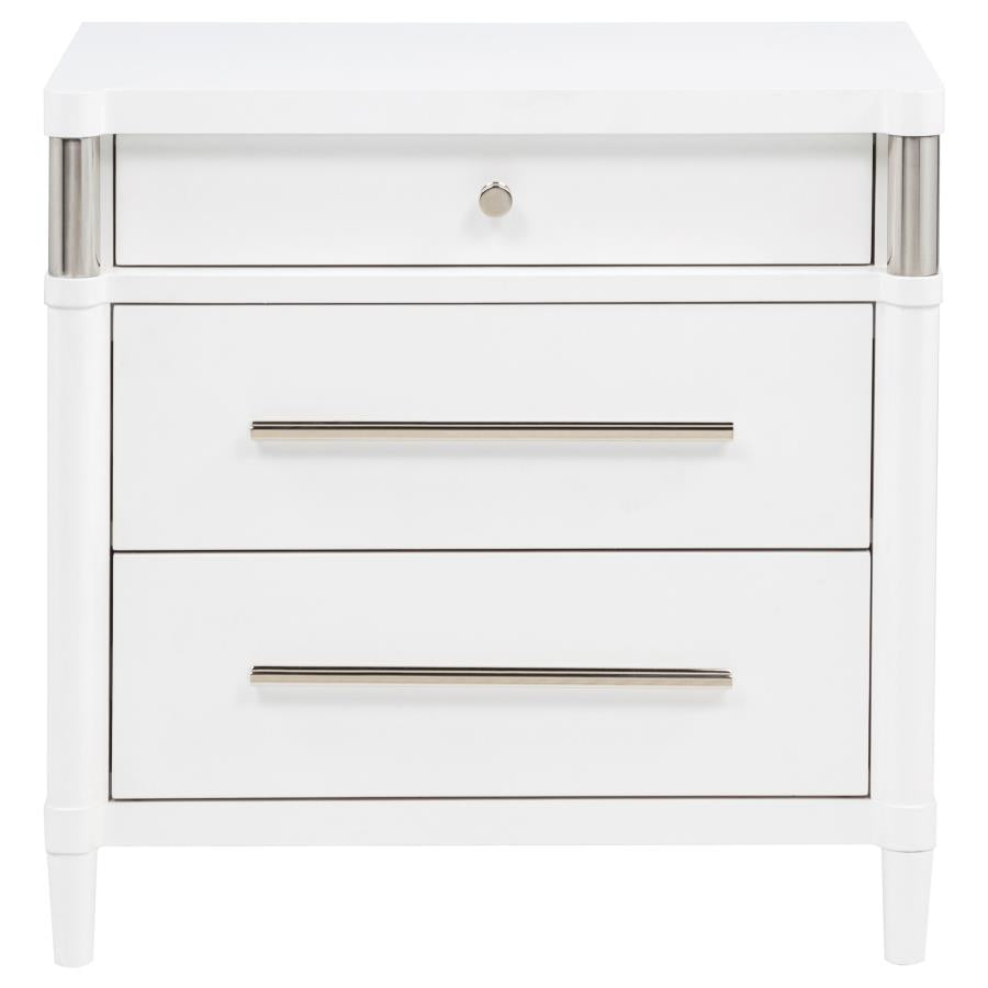 Gracemont 3-drawer Bedroom Nightstand Bedside Table White-3