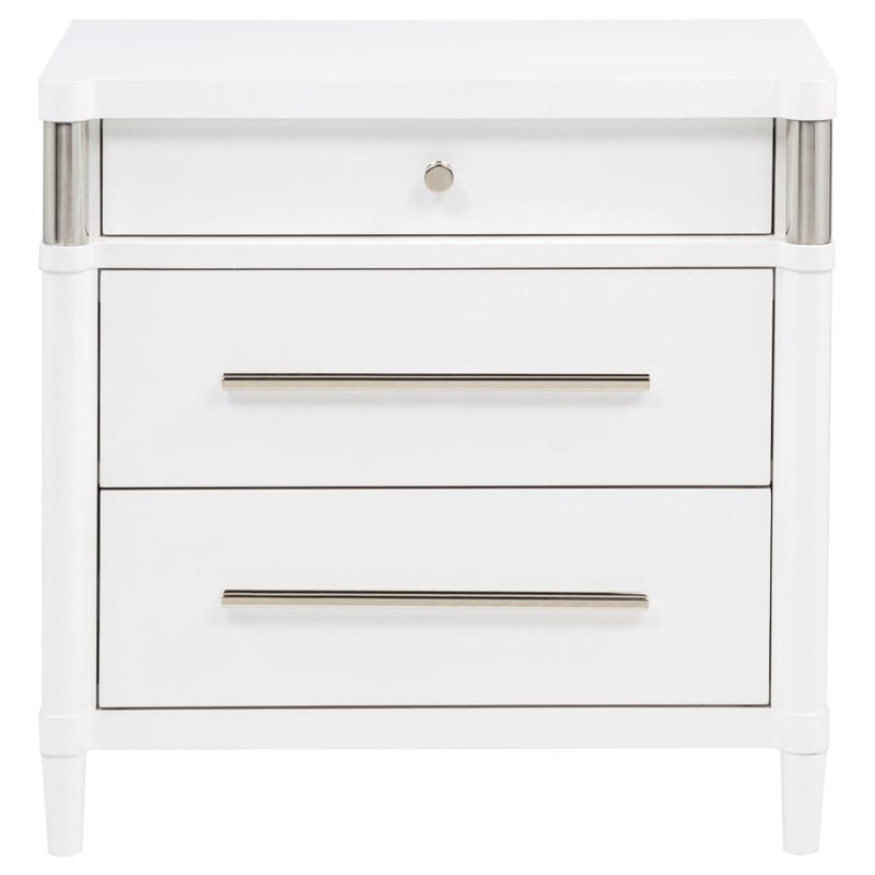 Gracemont 3-drawer Bedroom Nightstand Bedside Table White-zoom-