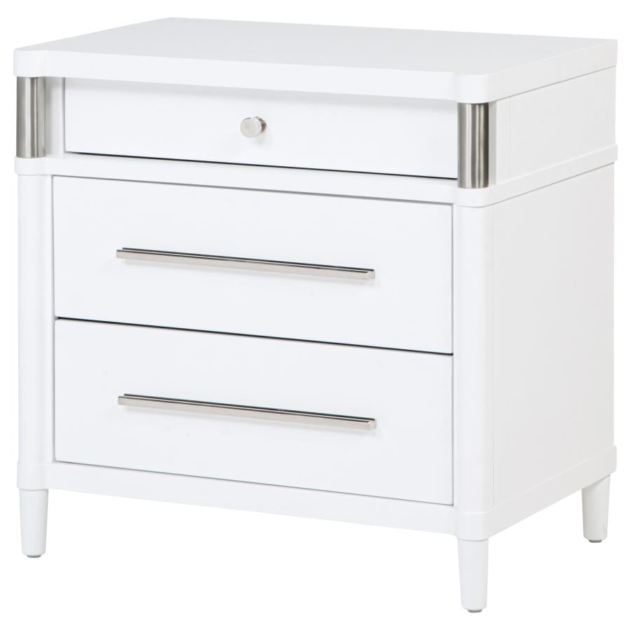 Gracemont 3-drawer Bedroom Nightstand Bedside Table White-4