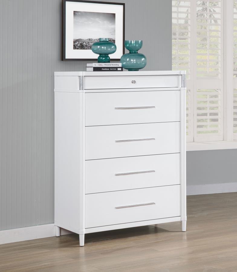 Gracemont 5-drawer Bedroom Chest of Drawers White-2