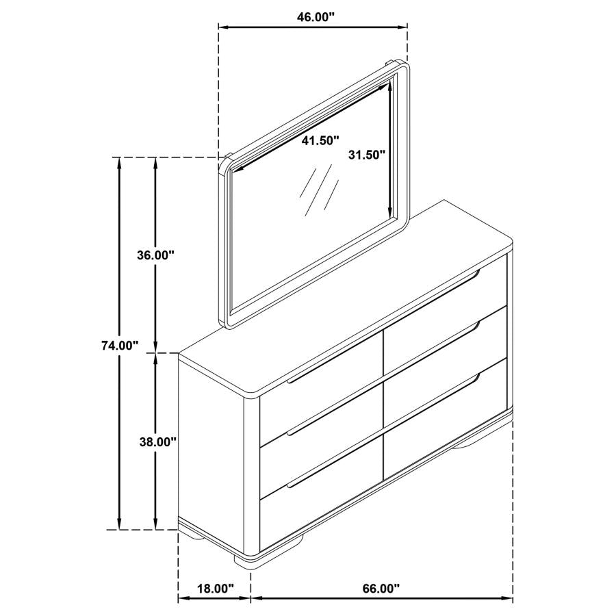 Ladera 6-drawer Bedroom Dresser and Mirror Light Elm-12