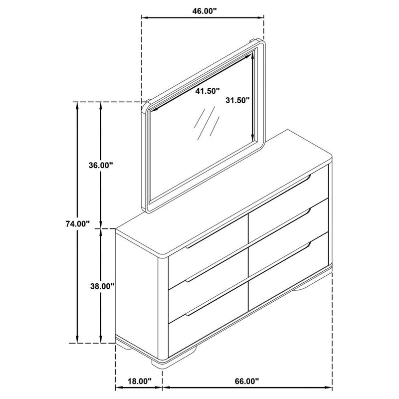 Ladera 6-drawer Bedroom Dresser and Mirror Light Elm-zoom-