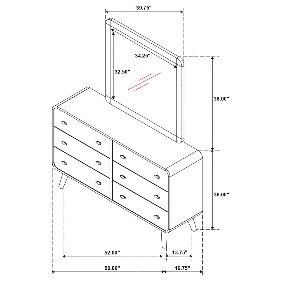 Robyn 6-drawer Bedroom Dresser and Mirror Light Ash-13