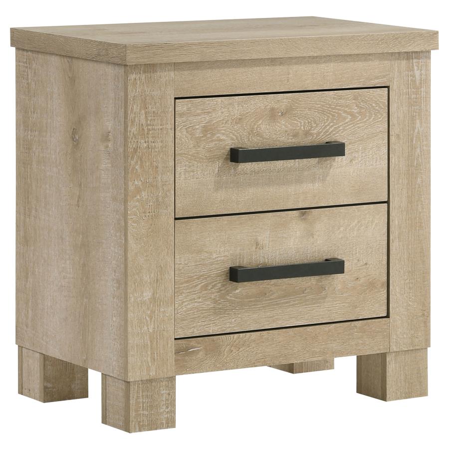 Oakglen 2-drawer Nightstand Bedside Table Weathered Oak-zoom-1