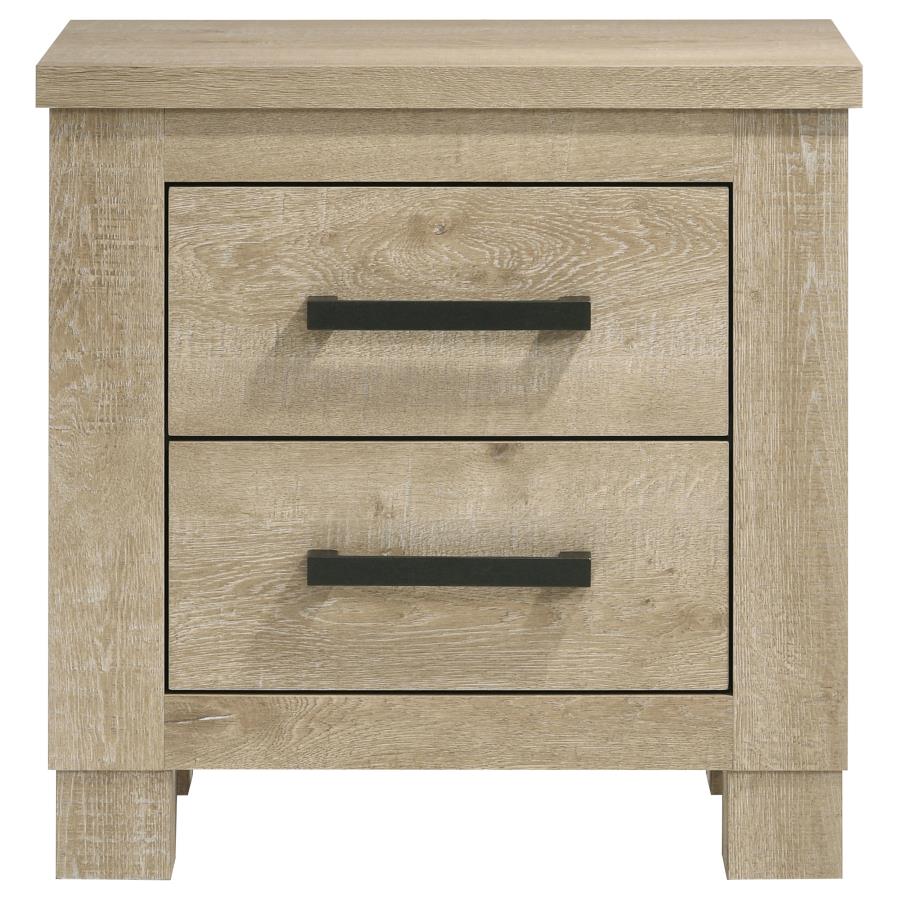 Oakglen 2-drawer Nightstand Bedside Table Weathered Oak-3