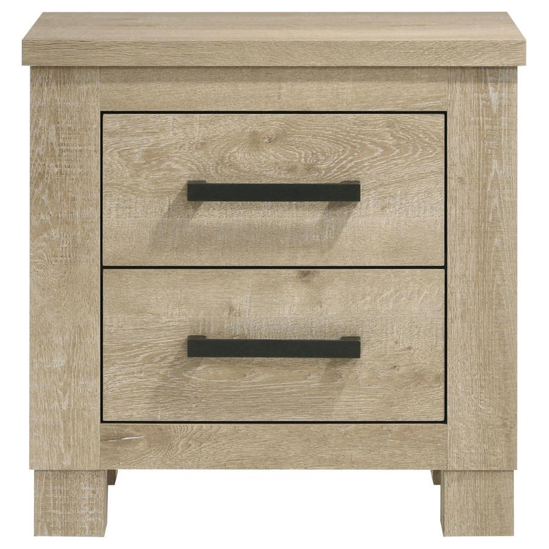 Oakglen 2-drawer Nightstand Bedside Table Weathered Oak-zoom-