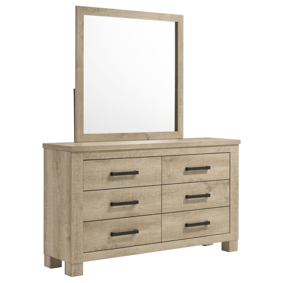 Oakglen 6-drawer Bedroom Dresser and Mirror Weathered Oak-zoom-1