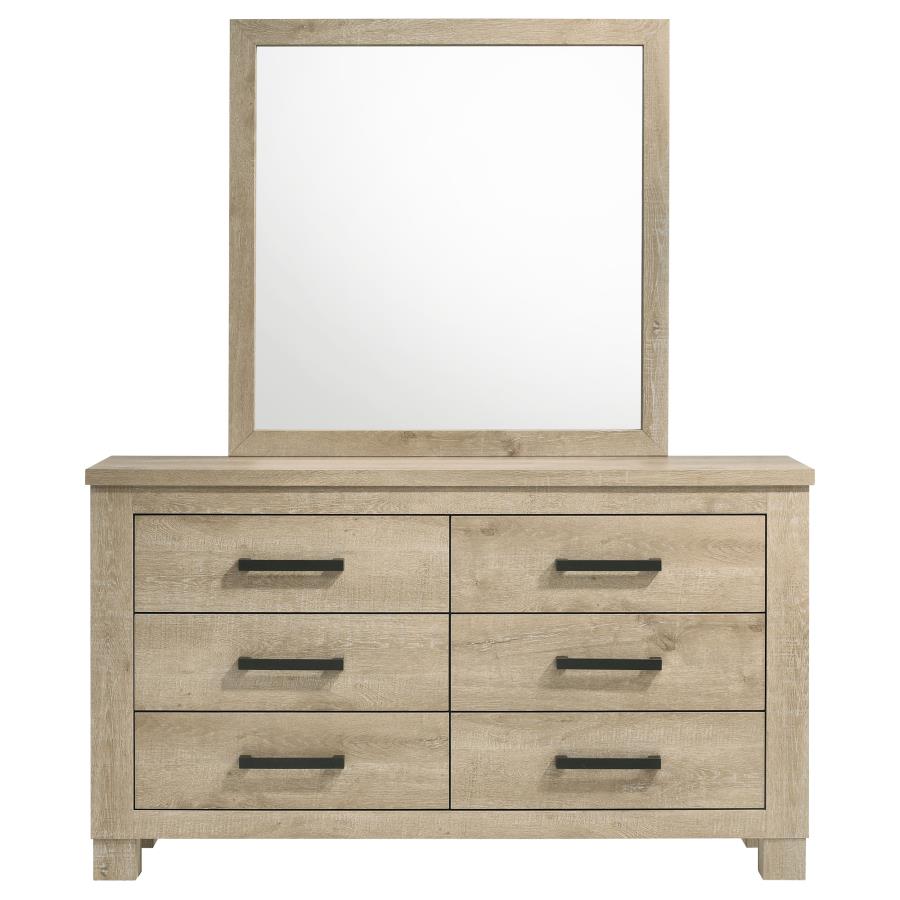 Oakglen 6-drawer Bedroom Dresser and Mirror Weathered Oak-3
