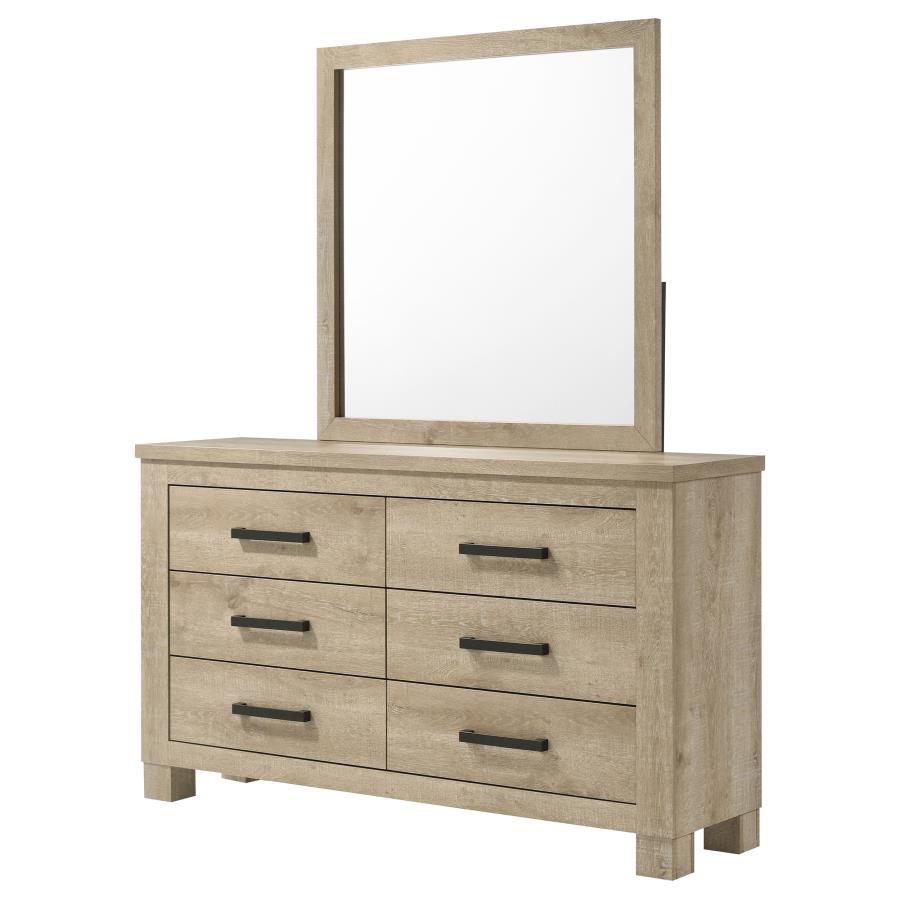 Oakglen 6-drawer Bedroom Dresser and Mirror Weathered Oak-zoom-4
