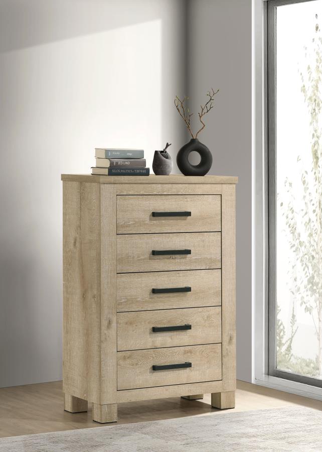 Oakglen 5-drawer Bedroom Chest of Drawers Weathered Oak-zoom-2