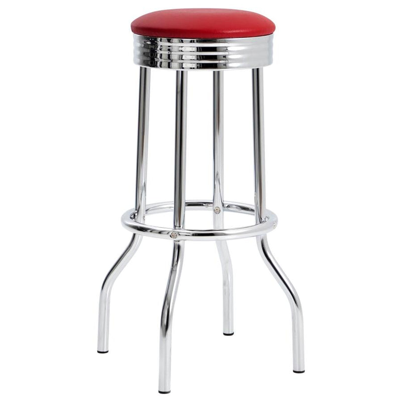 Retro Upholstered Metal Swivel Bar Stool Red (Set of 2)-zoom-