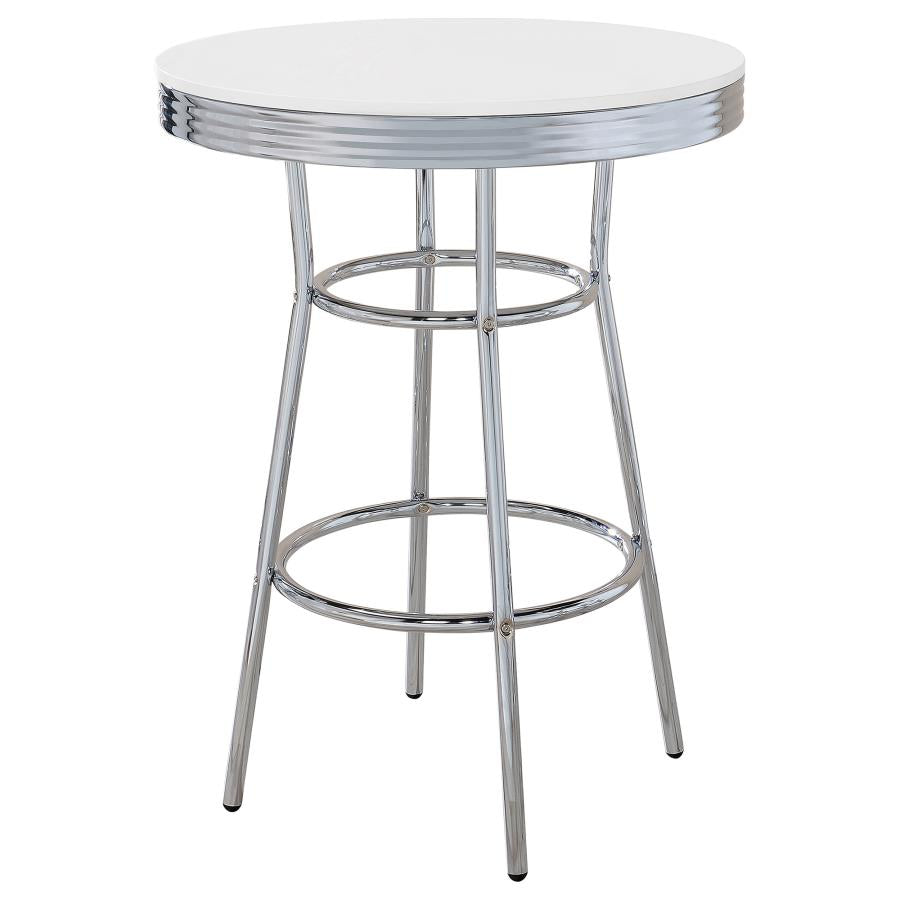 Retro 3-piece Round 1950s Bistro Pub Bar Table Set White-3