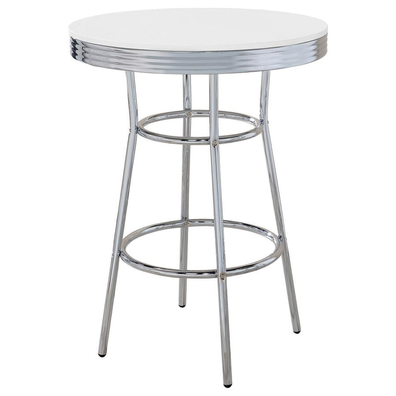 Retro 3-piece Round 1950s Bistro Pub Bar Table Set White-zoom-
