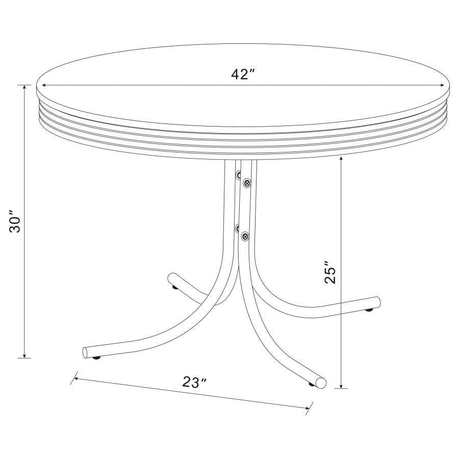 Retro 5-piece Round Dining Table Set White and Red-zoom-9