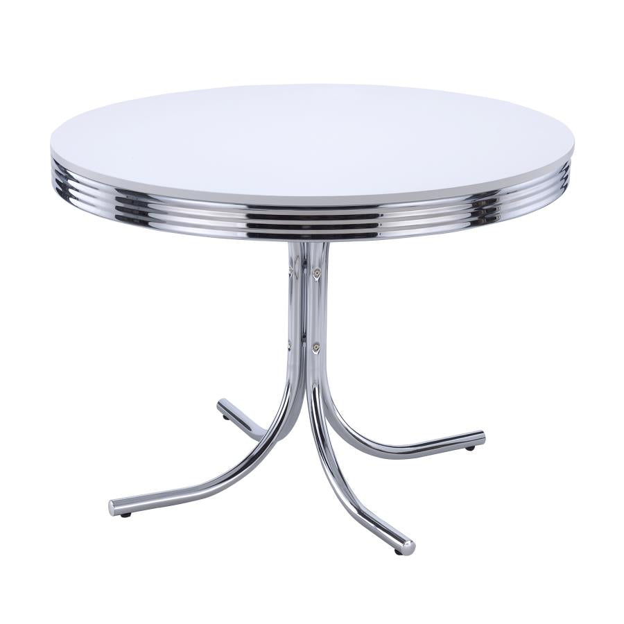 Retro 5-piece Round Dining Table Set White and Black-zoom-3