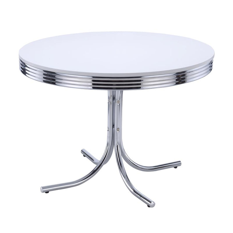 Retro 5-piece Round Dining Table Set White and Black-zoom-